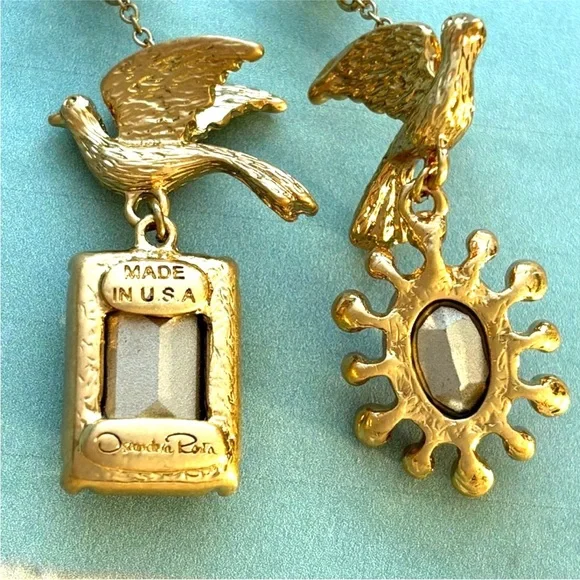 Oscar De La Renta RUNWAY Gold Dove
Mismatched Gem Earrings - Picture 10 of 14